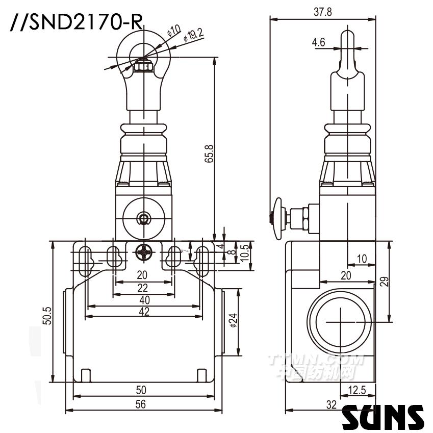 SUNS美国三实单向动作式拉绳开关SND2170-R安全拉绳开关 塑料拉绳开关