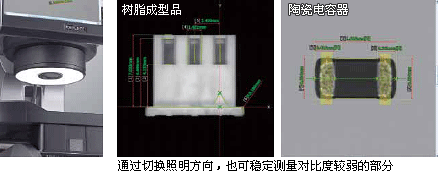 通过切换照明方向，也可稳定测量对比度较弱的部分